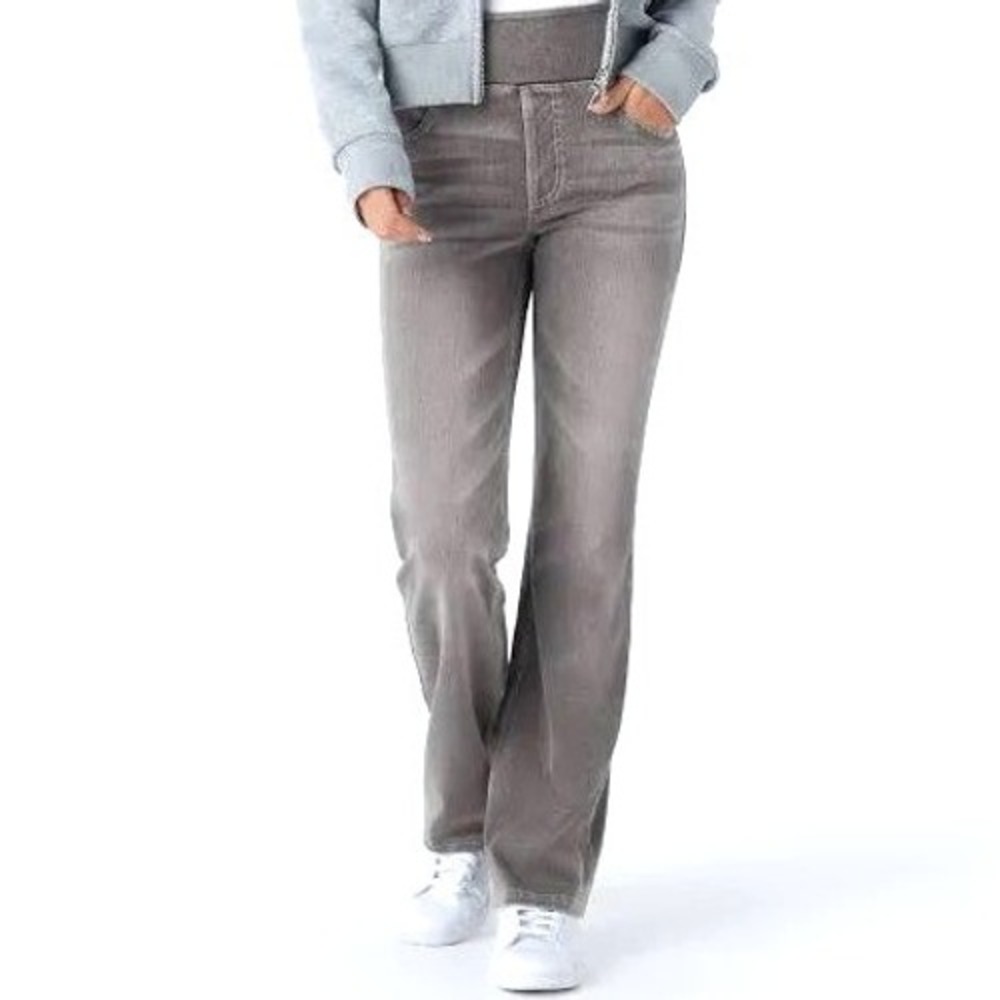 Halara Flex Denim Pull‎ On High Waisted Straight Leg Pants Gray Medium Regular
